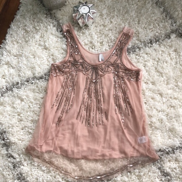 Vanity Tops - Blush tank beaded top